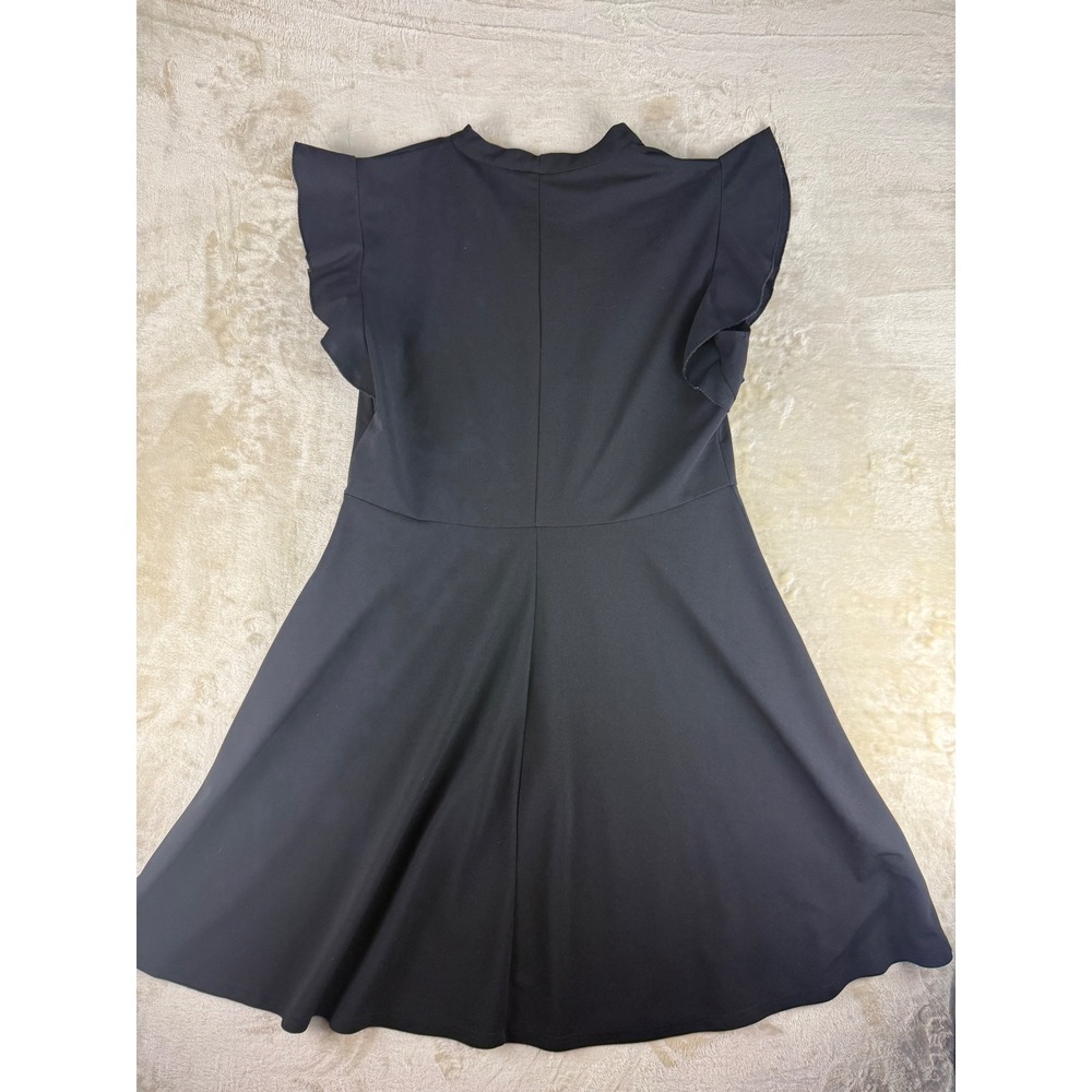 Moyabo Womens Black Ruffle Sleeve Tie Neck Fit and Flare Skater Dress 2XL - Picture 8 of 8